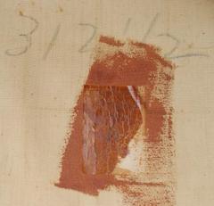 Gustav Stickley paper label signature & catalogue #312 1/2,  under armchair seat. 